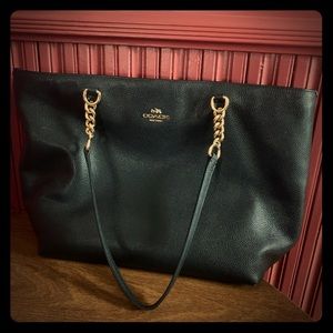 Coach leather purse with chain handles